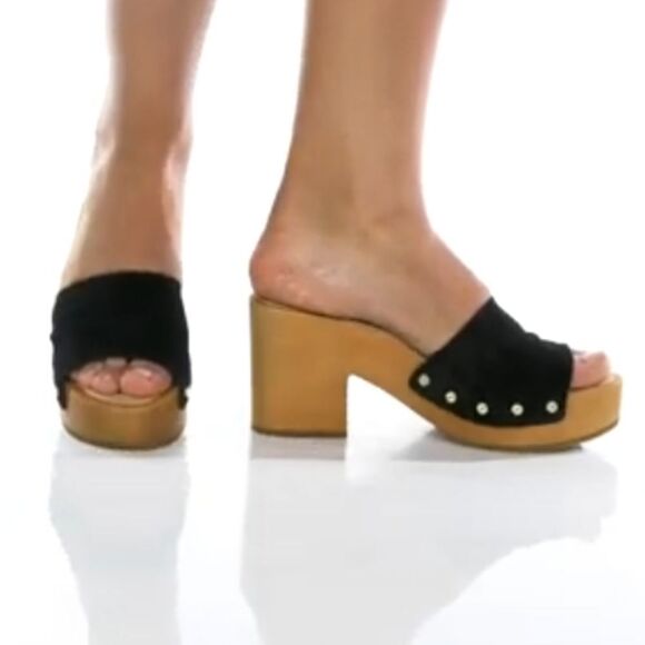 BRAND NEW ROUGE HELUIM SUEDE WOODEN BLOCK HEEL SANDAL - Picture 16 of 16